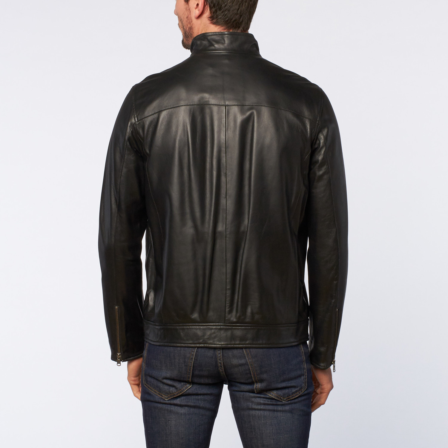 Leather Stand Collar Jacket // Black (S) - Regency by LaMarque - Touch ...