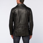 Leather Peacoat // Black (S)