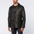 Leather Peacoat // Black (3XL)