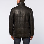 Leather Puffer Coat // Black (L)