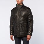Leather Puffer Coat // Black (XL)