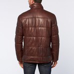 Leather Puffer Coat // Saddle (S)
