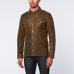 Clint S Lamb Leather Button-Up // Antique Brown (2XL)