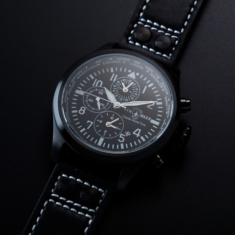 Air Blue Charlie World Time + Alarm Pilot Quartz // CHARLIEWTPVD