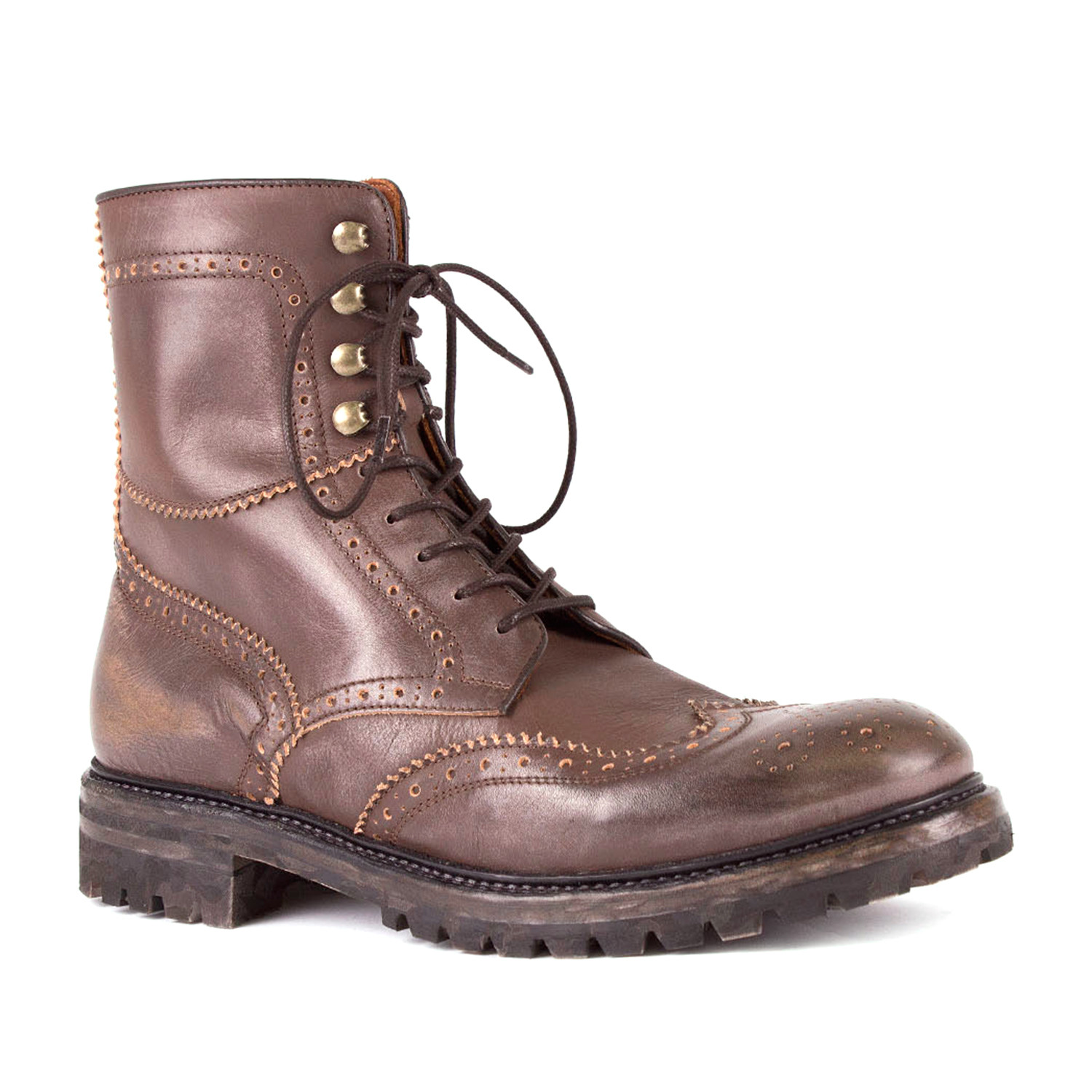 Brume Leather Brogue Boot // Vega Crust Dark Brown (Euro: 39 ...