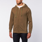 Hooded Sherpa Fleece Jacket // Olive (M)