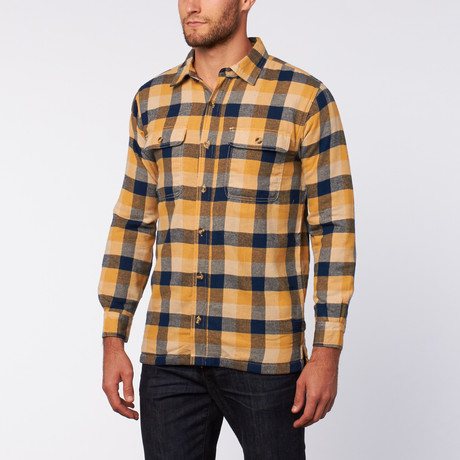 Flannel Shirt Jacket // Yellow + Blue + Khaki (S)