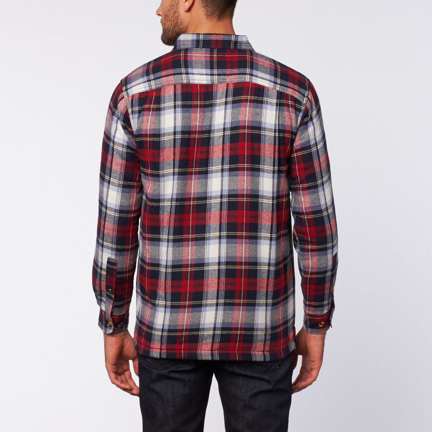 Flannel Shirt Jacket // Red + Navy (S) - Stanley - Touch of Modern