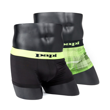 2-Pack Ibiza Plaid Brazilian // Black + Green (S)