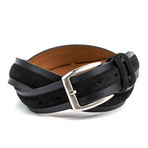 35mm Cut Edge Suede Belt // Black (34)