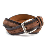 35mm Cut Edge Suede Belt // Brown (32)