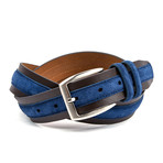 35mm Cut Edge Suede Belt // Navy (32)