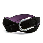 35mm Feather Edge Suede Belt // Black (32)