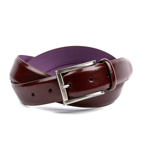 32mm Unstitched Burnished Belt // Burgundy (32)
