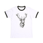 Deer Ringer Tee // White + Black (L)