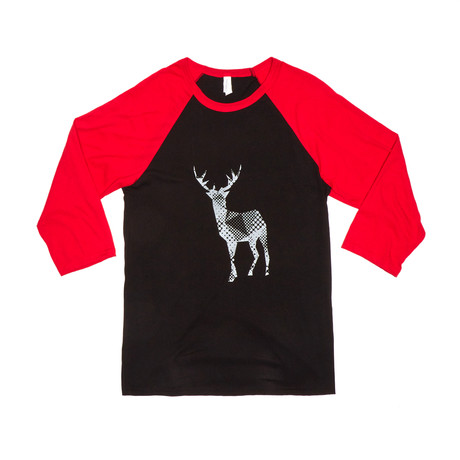 Polygon Deer Raglan // Red + Black (S)