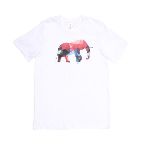 Lucky Polygon Elephant Tee // White (S)