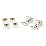 Brushed Rectangular Cufflink Stud Set // Silver