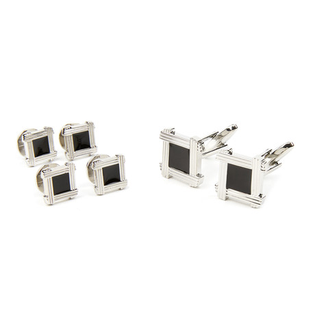 Bordered Cufflink Stud Set // Black