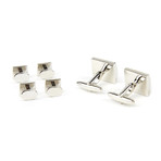 Bordered Square Cufflink Stud Set // Black