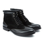 Zanzara // Parma Leather + Suede Brogue Boot // Black (US: 11.5)