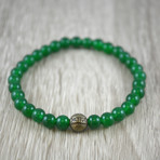 Gold Bead Bracelet // Green Jade (Medium)