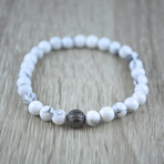 Silver Bead Bracelet //  White Howlite (Medium)