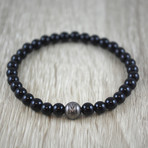 Silver Bead Bracelet //  Black Onyx (Medium)