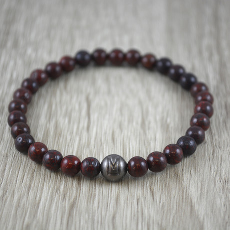 Gold Bead Bracelet // Ruby Brecciated Jasper (Medium)