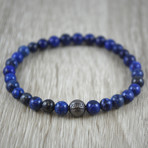 Silver Bead Bracelet // Lapis Lazuli (Medium)