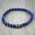 Silver Bead Bracelet // Lapis Lazuli (Medium)