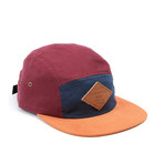 Contrasting 5 Panel Hat // Burgundy