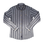 Button-Down // Anthracite Dip-Dye Chambray Stripe (S)