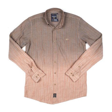 Button-Down Shirt // Brown Dip-Dye Pinstripe (S)