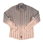 Button-Down Shirt // Brown Dip-Dye Chambray Stripe (L)