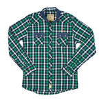 Contrast Trim Button-Down Shirt // Green Check (S)