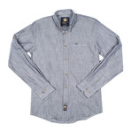 Button-Down Shirt // Greyish Blue Chambray Pinstripe (L)