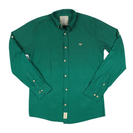 Button-Down // Green Micro Check (S)