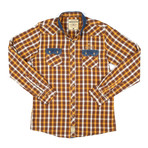 Contrast Trim Button-Down Shirt // Brown + Mustard Check (M)