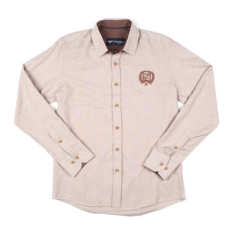 Adirondack // Embroidered Logo Button-Down Shirt // Brown Chambray (M)