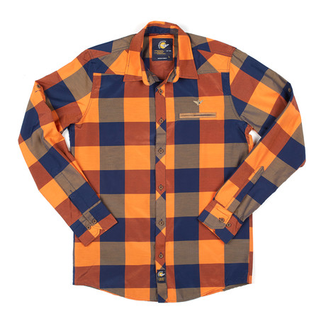 Button-Down Shirt // Khaki + Orange Check (S)