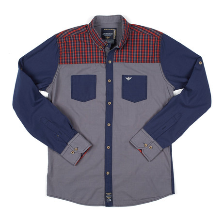 Color Blocked Button-Down // Smoked (S)