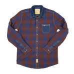 Button-Down Shirt // Dark Blue + Brown Plaid (M)