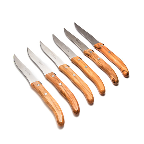 Grillade Steak Knives // Set of 6 // Olive Wood Handle