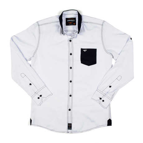 Contrast Button-Down Shirt // White (S)