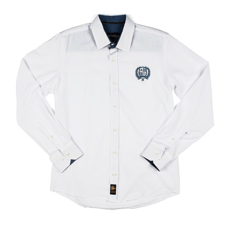 Embroidered Logo Button-Up // White (S)