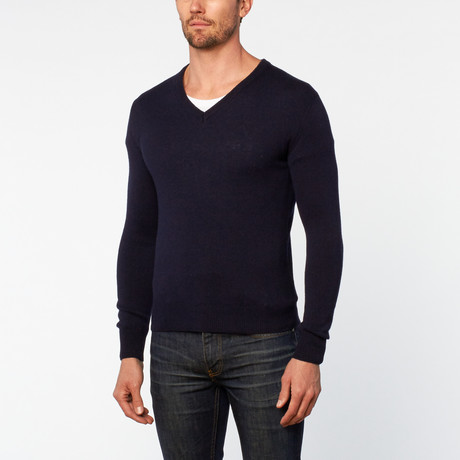 Vee Neck Sweater // Navy (S)