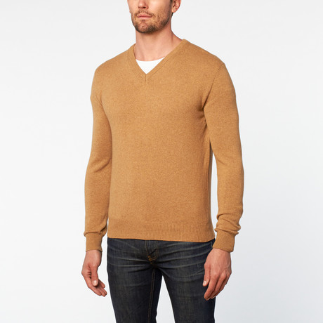 Vee Neck Sweater // Camel (S)