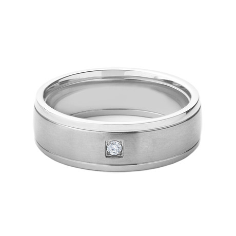 Titanium + Diamond Brushed Comfort Band Ring // 0.03 CTW (Size 7)