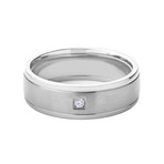 Titanium + Diamond Brushed Comfort Band Ring // 0.03 CTW (Size 7)